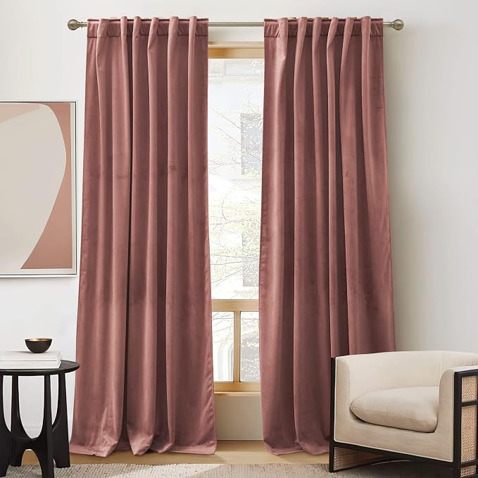 RYB HOME Soft Velvet Curtain for Home Decoration, Room Darkening Window by RYBHOME