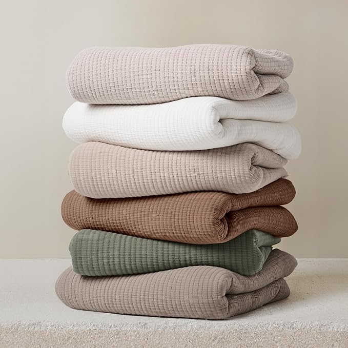 EVERGRACEHOME Cotton Gauze Matelassé Coverlet, King Size, Mocha Brown | Ultra - Image 7