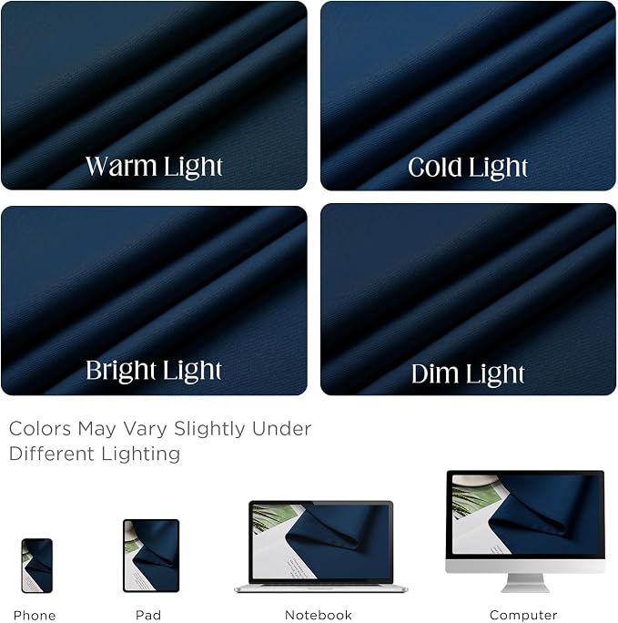 CUCRAF Navy Blue Blackout Curtains 90 inch Length 2 Panels Set, Room Darkening - Image 5