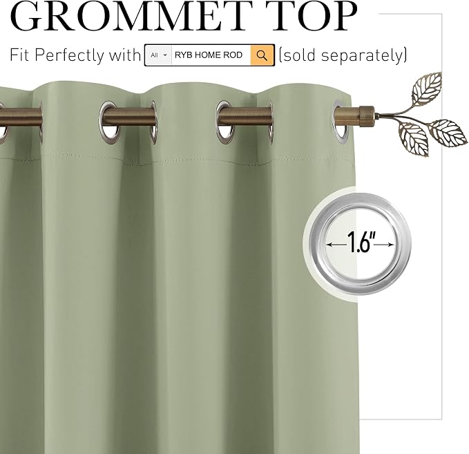 RYB HOME Privacy Curtain for Sliding Glass Door Locker Room Basement Closet | - Image 2