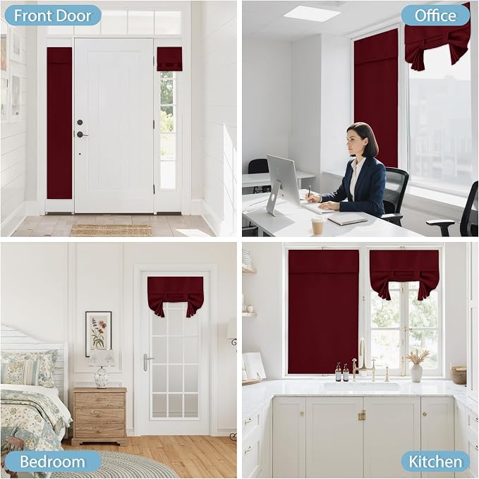 RYB HOME Blackout French Door Curtain, No Drill, W26 x L72, 1 Panel | Self - Image 9