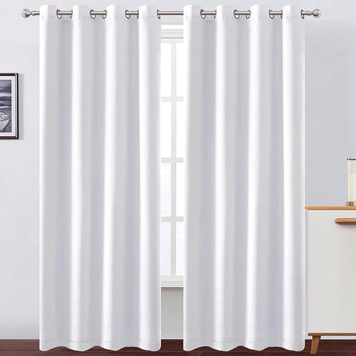 100% Blackout Curtains 52 x 84 Inches Long Thermal Insulated White Curtains - Image 2