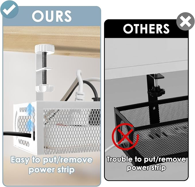 Cable Management, 2 Pack Cable Management Under Desk, Cable Tray | No Drill - Image 5