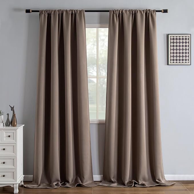 IGEMAEVE Blackout Curtains for Bedroom Grommets Khaki 52" W x 90" L | Living by IGEMAEVE