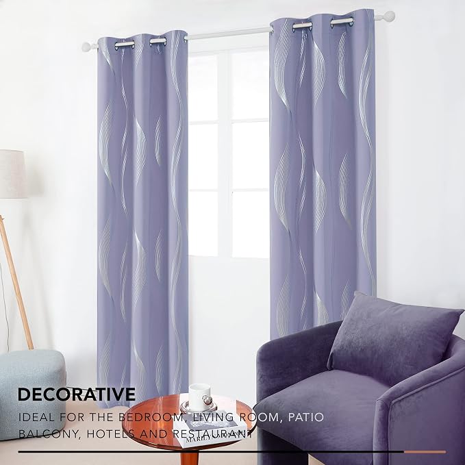 Deconovo Curtains for Living Room, Pattern Blackout Curtains 95 Inches Long | - Image 5