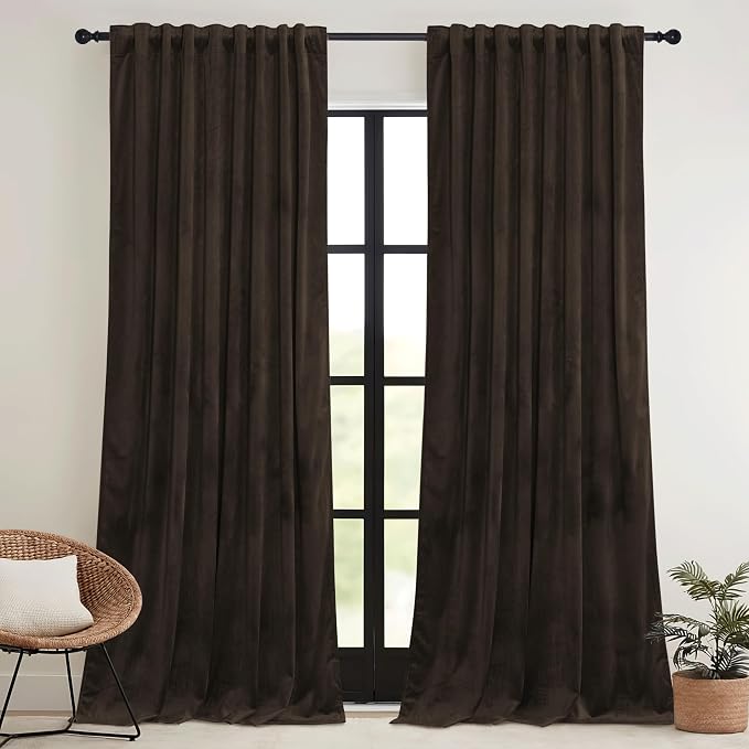 RYB HOME Velvet Curtains 108 inches Long, Extra Long High Ceiling Curtains | - Image 2