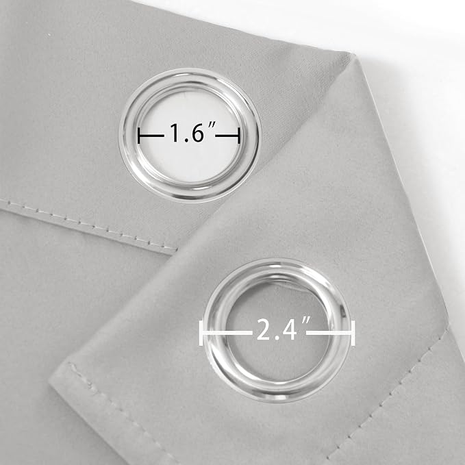 Light Grey Blackout Curtains 42 x 54 Inch Length Set of 2 Panels Grommet - Image 5