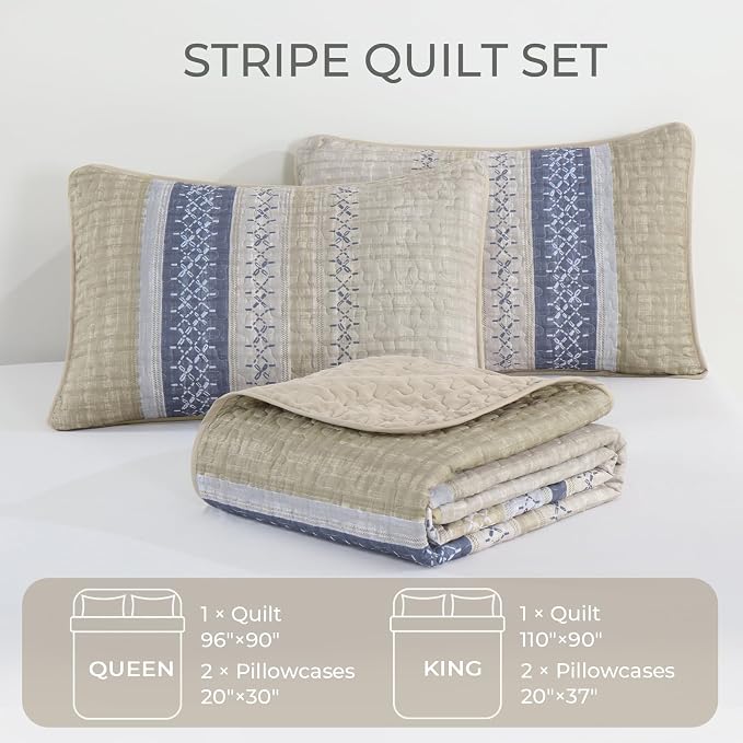 Cottolester King Quilt Bedding Set, All Seasons Microfiber Boho Quilt Set - Image 7