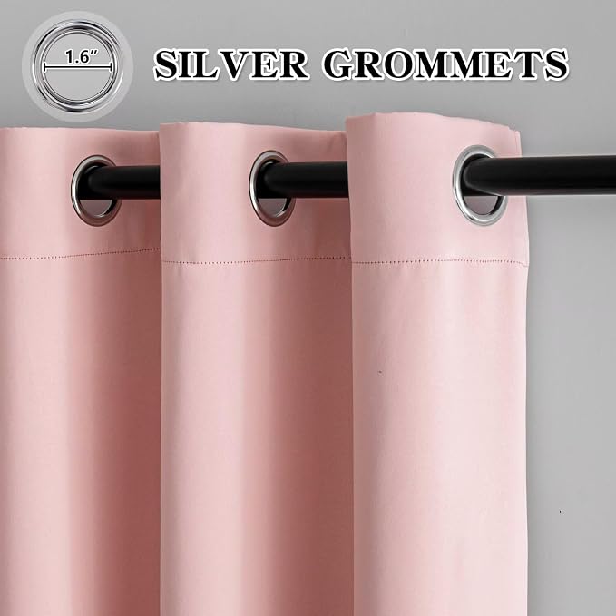IGEMAEVE Blackout Curtains for Bedroom Grommet Gossamer Pink 52" W x 108" L | - Image 3