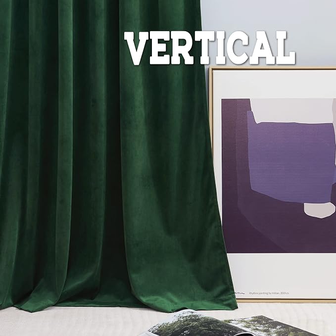 RYB HOME Hunter Green Velvet Blackout Curtains 90 inches - Image 5