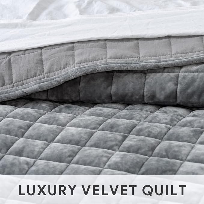 RECYCO Channel Box Stitch Velvet Quilt Set, Twin/Twin XL Size, Luxury Oversized - Image 4