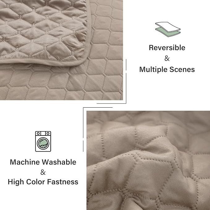 Exclusivo Mezcla Reversible King Size Quilt Bedding Set, Taupe | Lightweight - Image 6