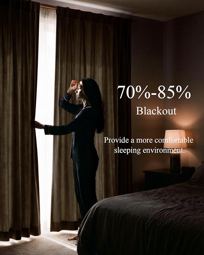 Taupe Room Darkening Curtains 84 inches Back Tab, 2 Panels | Privacy Protect - Image 4