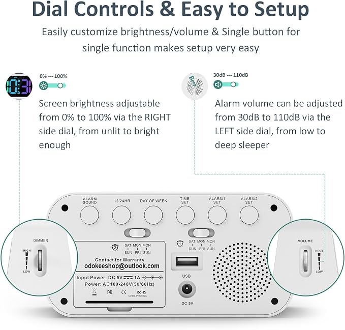 Odokee Digital Dual Alarm Clock - Image 3
