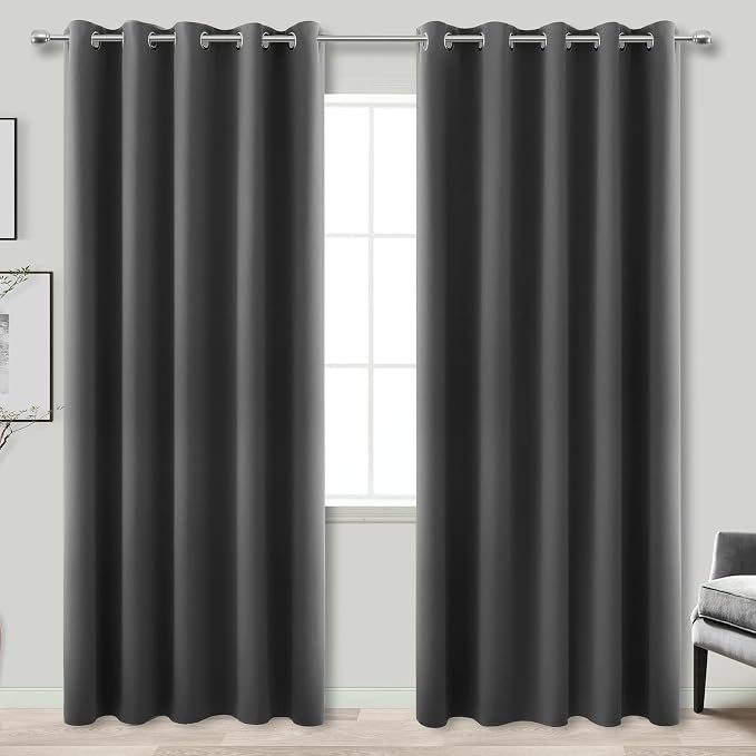 KOUFALL 96 Inch Curtains Long 2 Panel Set, 70 Inch Wide Grommet Blackout Drapes - Image 3