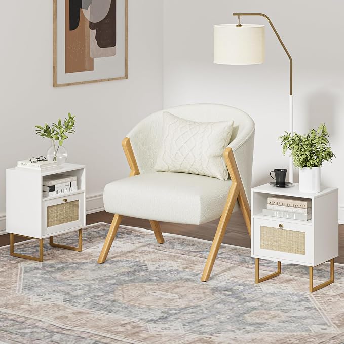 Masupu Extra Large Rattan Nightstand, Boho Night Stand Modern Farmhouse Wood - Image 7