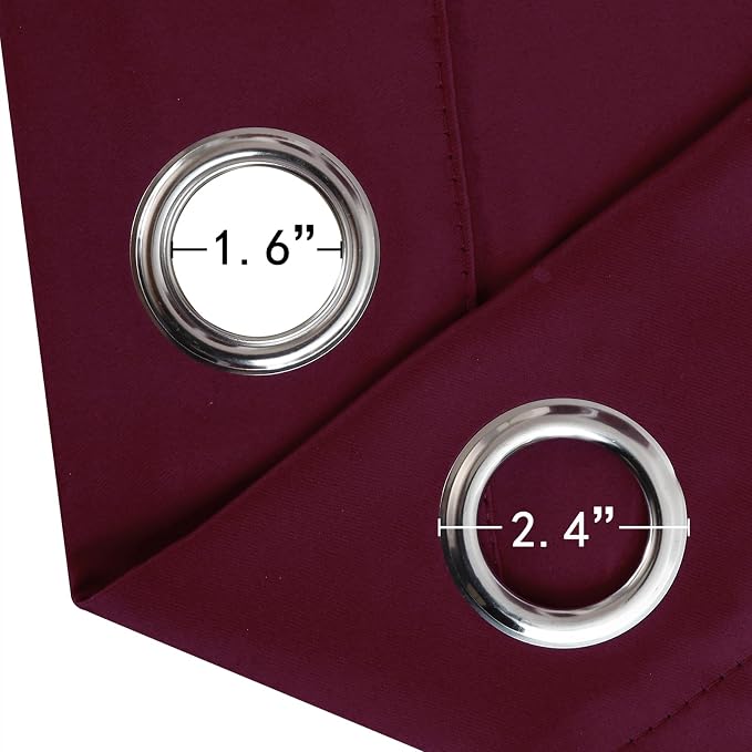 Blackout Curtains 66 x 72 Inch Long Burgundy Red Curtains Set of 2 Panels Room - Image 5