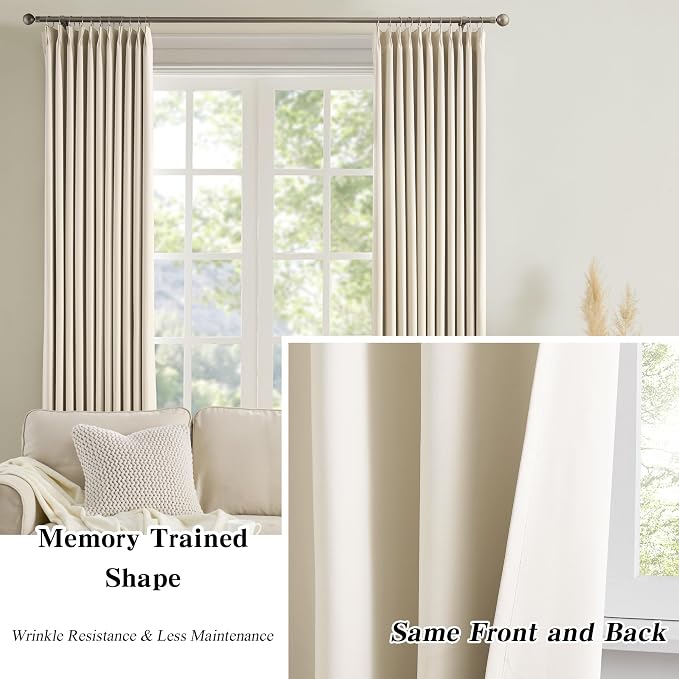 Pinch Pleat Blackout Slider Door Curtains Pair - Image 6