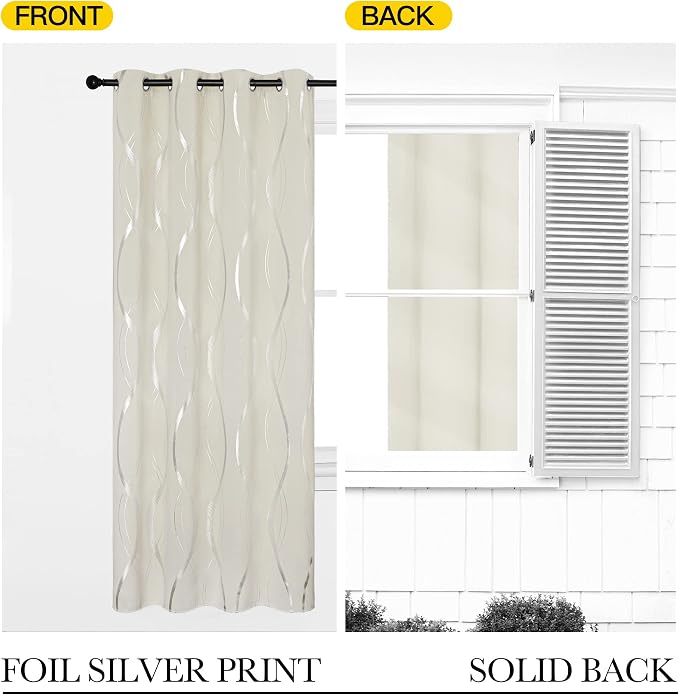 NICETOWN Blackout Curtains for Bedroom, Foil Printed Wave Lines Energy Saving - Image 6