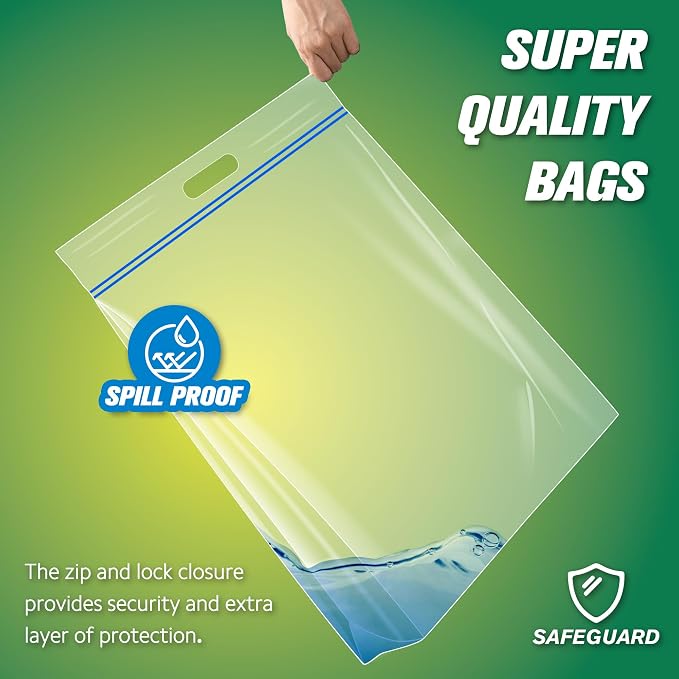 HIBAG 10 Gallon Large Storage Bags, 18” x 20” Resealable Clear Bags - Image 6