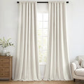 MIULEE 100% Blackout Back Tab Pleat Linen Curtains 50" Wx90 L, Thick Faux Linen by MIULEE