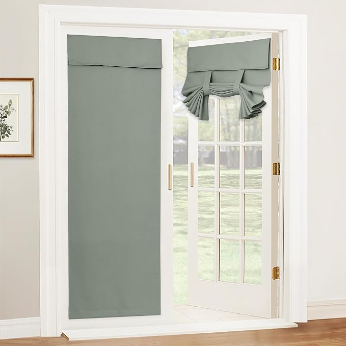 RYB HOME French Door Window Curtain Blackout Blind, W34 x L69, Sage Green | by RYBHOME