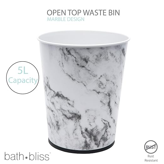 Bath Bliss 5 Liter Small Wastebasket | Round Open Top | Trash Can | Bathroom | - Image 3