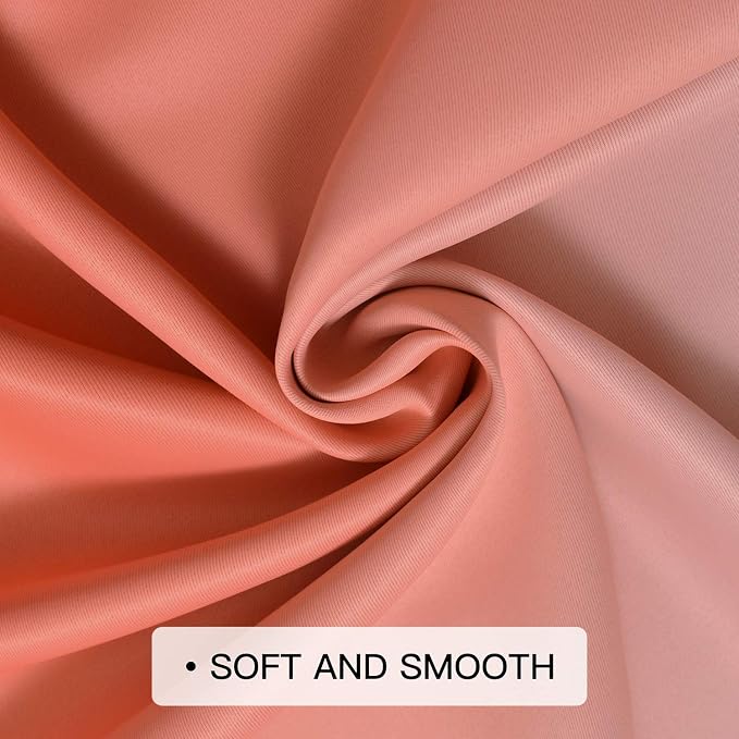 COSVIYA Curtains & Drapes Grommet Ombre Coral Curtains W52 x L63 Inch | - Image 6