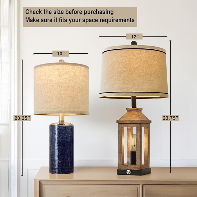 G-SAFAVA 20.25" Small Table Lamps Set of 2 Modern Ceramic Lamps - Image 2