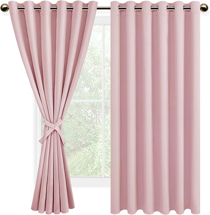 DWCN Blackout Curtains – Grommet Top 70x63 Inch 2 Panels Blush Pink Thermal - Image 7