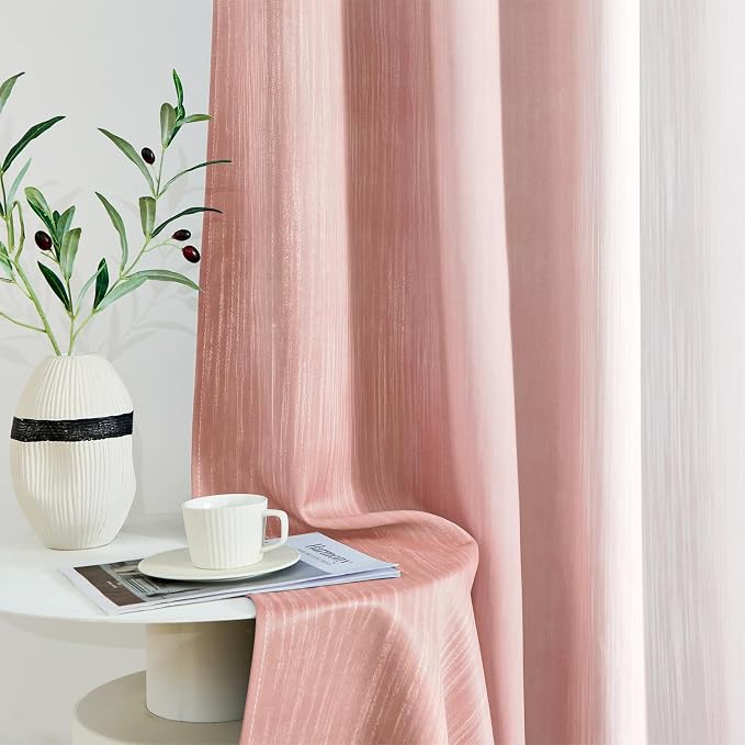 MIULEE Pink and Greyish White Ombre Blackout Curtains 52Wx84L Set of 2 | Full - Image 4