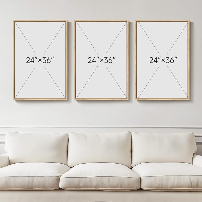 Large Framed Black and White Neutral Abstract Wall Art, 3 Piece, 24x36 In | - Image 3