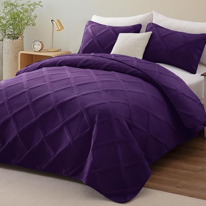 Exclusivo Mezcla Quilt King Size, Deep Purple | Soft Bedspreads - Image 2