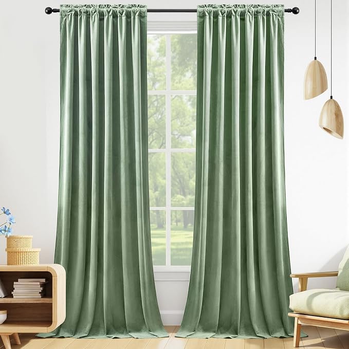 90 Inch Long Velvet Curtains for Bedroom Back Tab Drapes Room Darkening | Super - Image 9