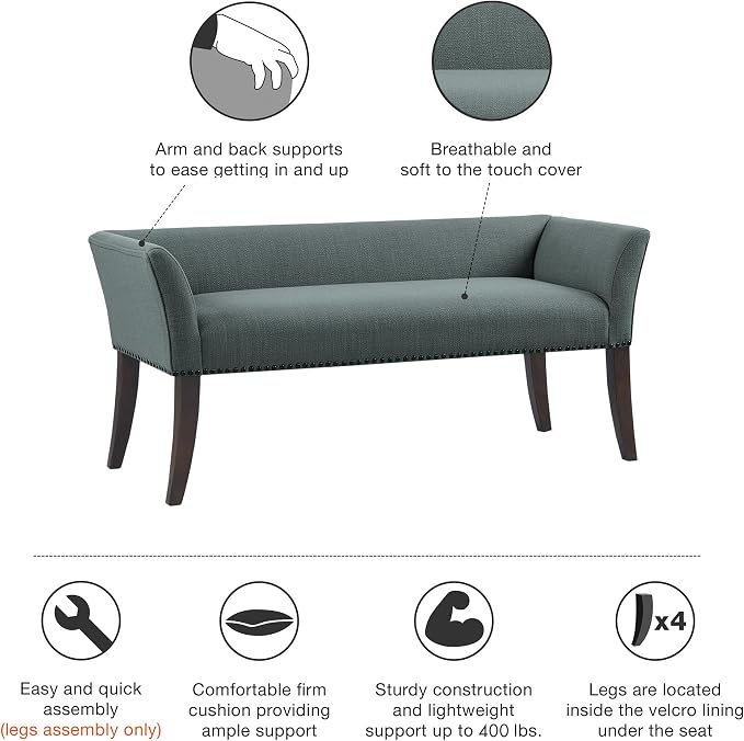 Madison Park Accent Bench, Upholstered - Image 6