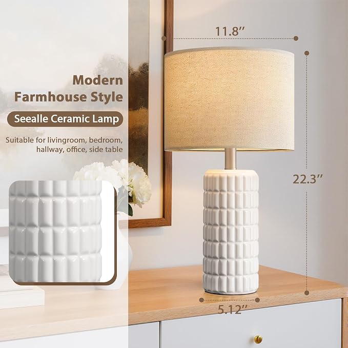 Seealle 23" Modern Ceramic Table Lamps Set of 2, Lamps - Image 6