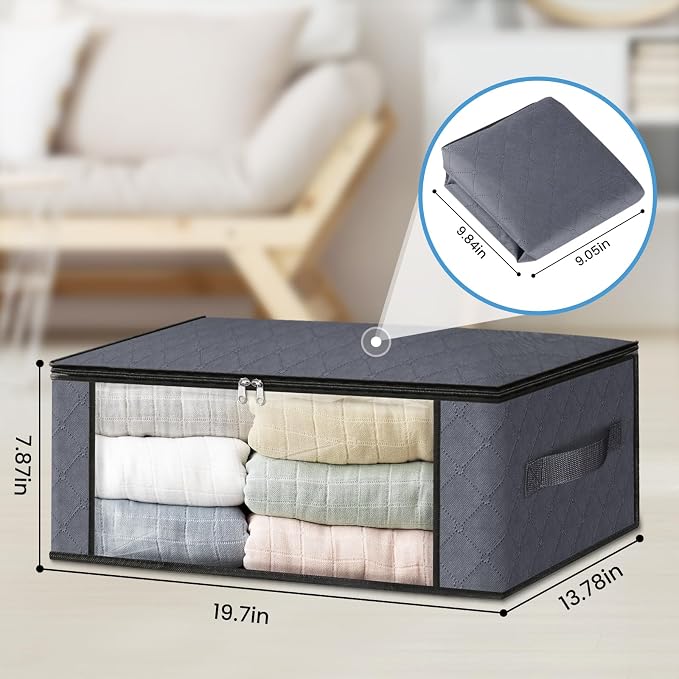 HomeHacks 6-Pack Clothes Organizer Storage Bags Foldable Storage Box - Image 2