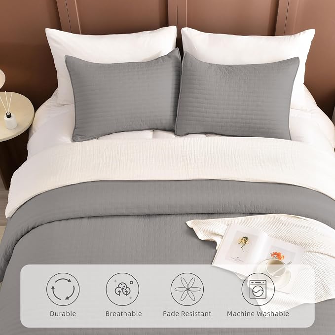 Lady Ann Gray Oversized King Bedspread 128x120 - Image 4