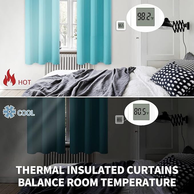 BGment Short Aqua Curtains 45 Inch Length - Image 5