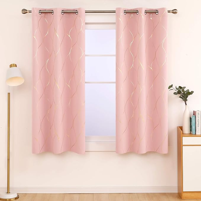 Deconovo Curtains for Living Room, Pattern Blackout Curtains 45 Inches Long | - Image 2