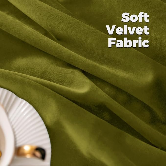 BGment Moss Green Velvet Blackout Curtains, 52 x 102 Inch | Super Soft - Image 5