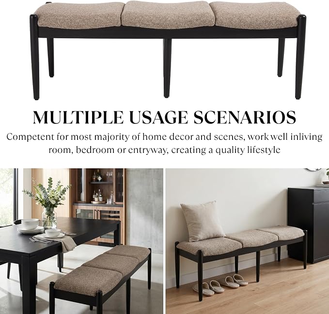 Modern Bedroom End of Bed Bench, Upholstered Entryway Bench Bed Ottoman Bench - Image 8