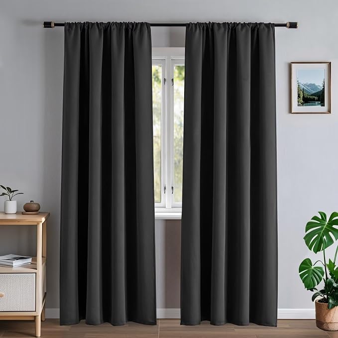 100% Blackout Curtains 90 Inch Length 2 Panels Set, Thermal Insulated Room by Zyvola