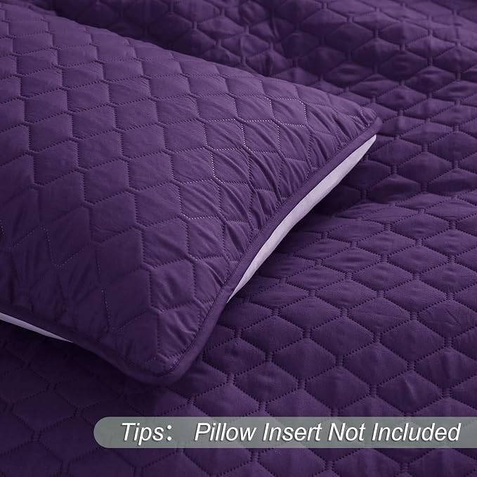 Exclusivo Mezcla Reversible King Size Quilt Bedding Set, Deep Purple | - Image 5