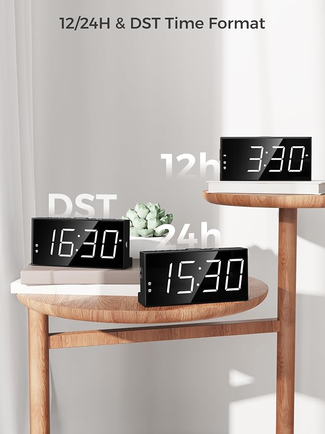 Digital Alarm Clocks for Bedrooms, Dual Alarms, 7.5-Inch Large Display | Big - Image 8