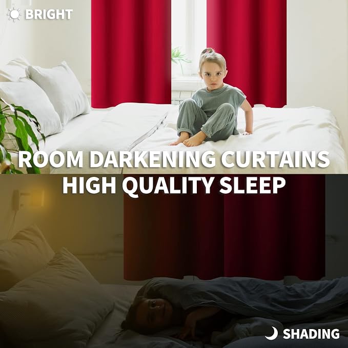 BGment Rod Pocket Red Blackout Curtains - Image 2