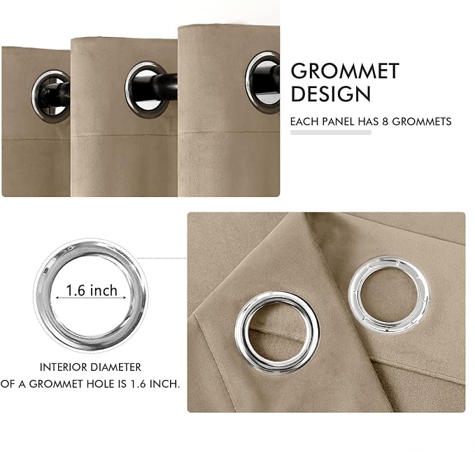 MIULEE Velvet Curtains Beige/Champagne 52 x 108 Inch Length Set of 2 | Extra - Image 2