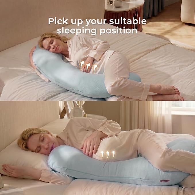 Momcozy J Shaped Pregnancy Pillow, Maternity Body Pillow - Image 8