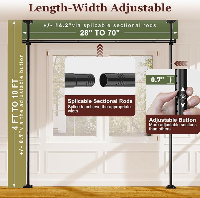 Goovilla Room Divider for Room Separation, 4-10ft 28-70inch, Adjustable - Image 2
