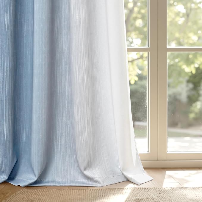 MIULEE Stone Blue and Greyish White Ombre Blackout Curtains 52Wx90L | Full Room - Image 9